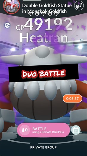 Thrandy on Instagram: "20122025 Shadow Heatran duo raid (no weather boosted) Thanks for the Solrock and Lunatone research day, finally I try my first duo shadow legendary raid with my friend Anson. Instead of fighting type attackers, we stick to ground type attackers instead. We both don’t use mega Pokemon in this raid battle, and both use purified gems when it enraged. Recommend attackers: Excadrill, Groudon, Garchomp #pokémongo #raidbattle #heatran"