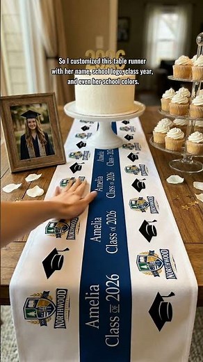 Custom Photo Logo Graduation Party | Personalized Table Runner