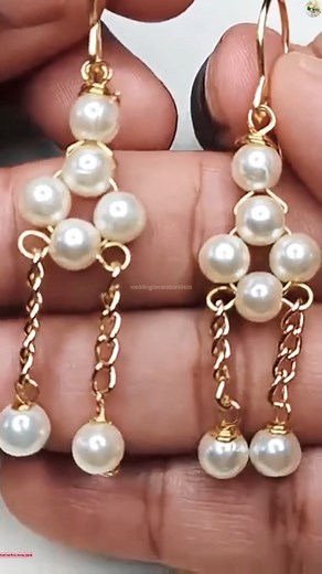 4.4K views · 91 reactions | DIY Elegant Pearl Chain Earrings 朗朗 | Wedding Decoration Ideas | Facebook