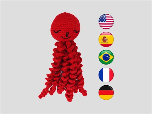 Häkelanleitung für einen Oktopus (Amigurumi) als PDF | 5 Sprachen im Paket | Sofort-Download | Anfängerfreundlich | Plüschtier - Etsy.de