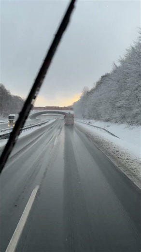 One mistake away from sliding off the highway #icyroads #winter