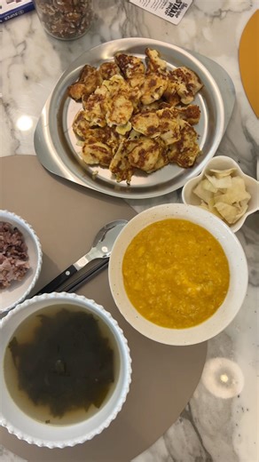 Korean dinner : Cod Pancakes & Leftover Seaweed Soup 🍲 #food #shorts