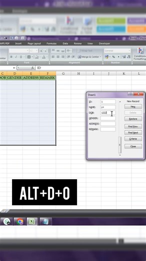 how to do data entry in excel with short cut key