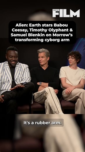 Total Film on Instagram: "Happy Alien: Earth day! As a launch day treat, here's stars Babou Ceesay, Timothy Olyphant and Samuel Blenkin on the real life whereabouts of Morrow’s transforming cyborg arm . . . #AlienEarth #TimothyOlypahnt #BabouCeesay #SamuelBlenkin"