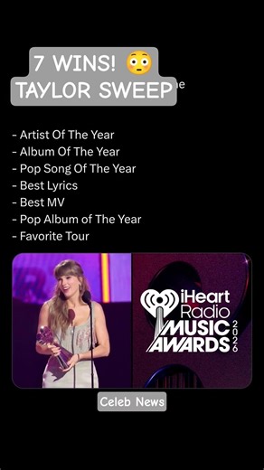 Taylor Swift Dominates iHeart Awards 2026 🔥. #taylorswift #iheartradio #usa #musicnews