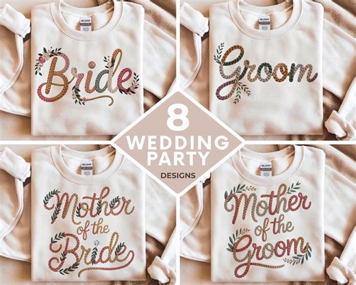 Wedding Party PNG Bundle | Bride Groom Team Bride Maid of Honor Mother Designs - Etsy