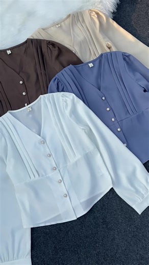 Stylish V-Neck Blouses in Elegant Colors