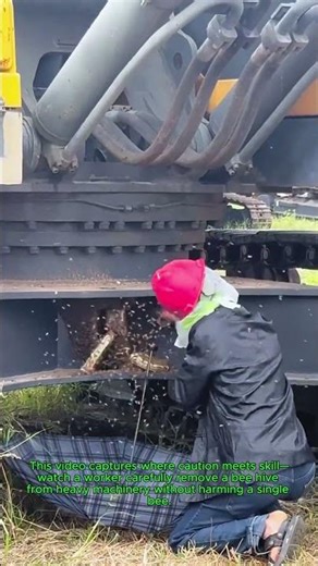 Satisfying Removing A Bee Hive from An Excavator: Worker Carefully Removing without Hurting Them