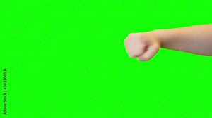 Manly Hand Fist punch enter and exit Green Screen Chroma key