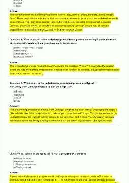 Prepositional Phrase & Trivia Exam Questions video