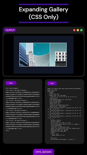 Expanding Gallery ✨🖼️ (CSS Only) #htmlcss #css3 #javascript #webdesign