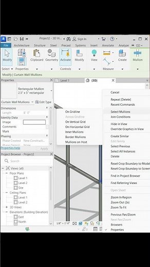 Revit Curtain Wall Corner Mullion 🔥 | Easy Step-by-Step Trick #shorts #revit #curtainwall