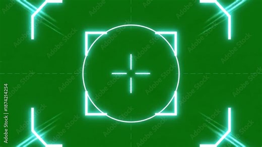Futuristic Targeting HUD Crosshair Interface Animation on Green Screen for Military Gaming Surveillance Technology Motion Background Design