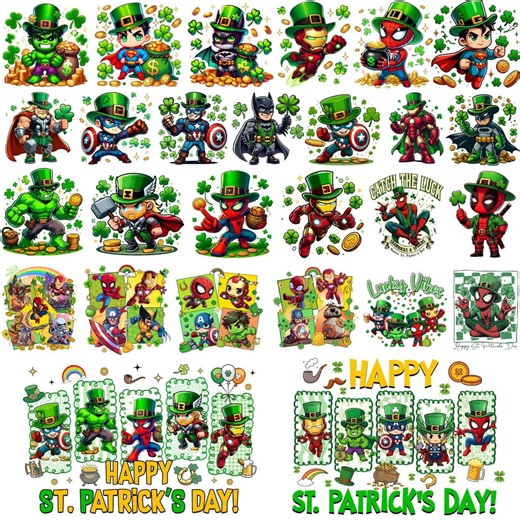 St Patrick’s Day Cartoon Hero PNG Bundle, Lucky Chibi Clipart Set - Etsy