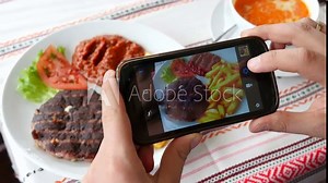 Take a photo picture of food with mobile phone camera view slide gallery