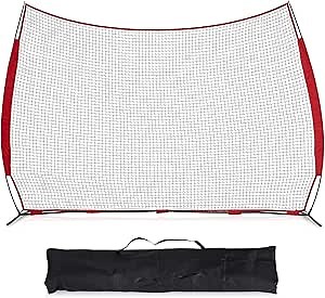 KINTNESS Baseball Softball Practice Hitting Net - 12Ft X 9Ft Pitching Backstop Net with Carry Bag, Multifunctional Sport Netting for Collapsible and Portable,Soccer,Basketball,Lacrosse,Hockey Outdoor