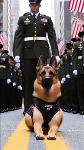 German Shepherd Service K9 Marches and Salutes in Military Parade #k9 #viralshort #militaryceremony
