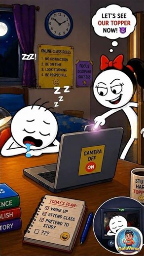 Online classes be like 😂 (4k memes) #goluverse #cartoon #animation #trend #viral #shorts #night
