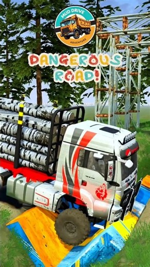 INSANE!? White & Red Logging Truck Pulling a Trailer Over a Reverse Speed Bump | MudRunner & BeamNG