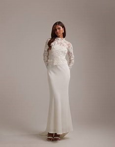 ASOS DESIGN Bridal embroidered bodice hybrid wedding maxi dress with train | ASOS