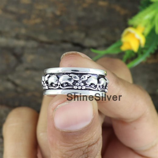 Rat Spinner Ring: Oxidized Sterling Silver Meditation Jewelry - Etsy UK