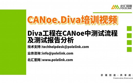 【北汇信息】CANoe.Diva培训视频 | Diva工程在CANoe中测试流程及测试报告分析