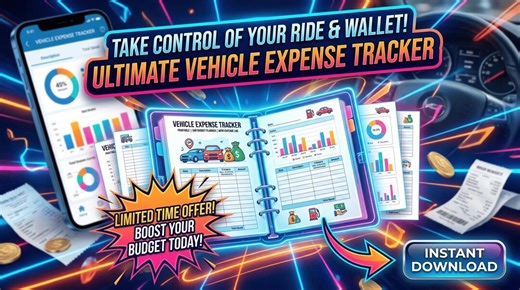 Vehicle Expense Tracker Printable | Car Budget Planner | Auto Expense Log - Etsy