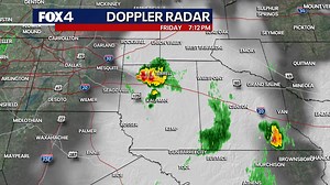 7:10pm: A storm with heavy rain/frequent lightning is drifting west of Terrell. There's a chance it gets into eastern Dallas County before fizzling out. Another isolated cell south of Van is also moving slowly west. | FOX 4 Weather