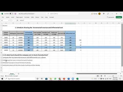 Calculation of incremental revenue and differential cost . Choosing a level of production