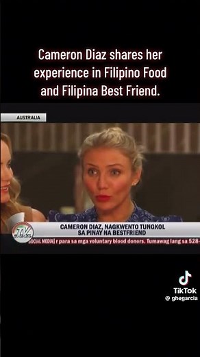 Cameron Diaz talks about Filipino friend #camerondiaz #filipino #philippines #lumpia #adobo