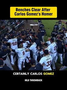 On September 25, 2013, Carlos Gomez hit a home run off Paul Maholm, leading to a benches-clearing incident after Gomez exchanged words with Freddie Freeman, Brian McCann, and several other Braves players. (via MLB) #baseball #MLB | MLB Throwbacks