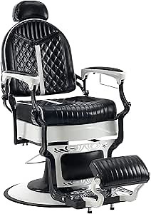 BarberPub Heavy Duty Metal Vintage Barber Chair All Purpose Professional Hydraulic Reclining Salon Beauty Spa Chair Styling Equipment 8730 (Blcak)
