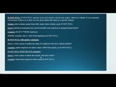 IS NOT NULL operator mysql class 33