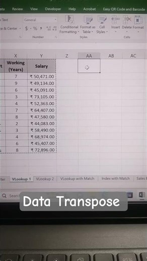Data Transpose in Excel #exceltipsandtricks #computerlife #transpose #excel