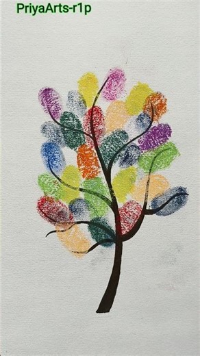 fingerprint tree art🫆/tree drawing #art#tree #drawing #ytshorts