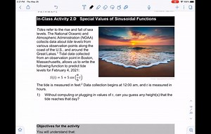 MAT 193 - Lesson 2D - Special Values of Sinusoidal Functions