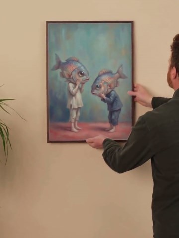 Surreal Fish Head Children Wall Art, Whimsical Dreamlike Illustration (Digital Download)