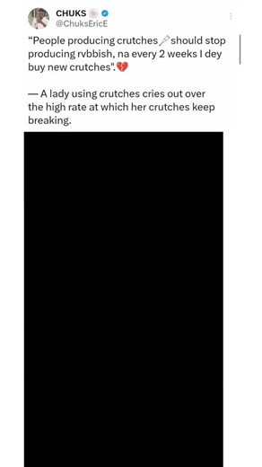 FEED_ NIGERIA | A lady using crutches cries out over the high rate at which her crutches keep breaking | Instagram