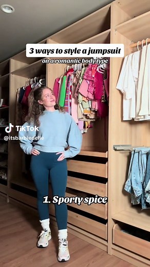 3 ways to style a leggings jumpsuit on a romantic body type. I feel like, if done correctly, these types of stretchy unitard / jumpsuits can flatter a romantic body sooo well. Jumpsuit is from @H Y Z found on amazon! #hyzcouture #jumpsuit #leggingsoutfit #leggingsjumpsuit #romanticbodytype #romanticbodyfashion #kibberomantic #amazonfashion #amazonfinds