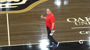 Head Coach Randy Baruth of Saginaw Valley State Men's Basketball explains the 39 and 3 Drill and has players demonstrate. Watch the drill clip here: http://bit.ly/3HR3eSw | Basketball Coaches Insider