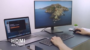 USB HUB Wired Full Size Computer Keyboard with Number Pad,9 in 1 USB C Docking Station with 4K HDMI,4 USB Ports,100W PD, SD/TF, Compatible with MacBook, MacOS, Windows & Android Black