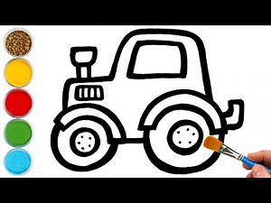 Tractor Drawing, Painting, Coloring for Kids & Toddlers | Basic How to Draw, Paint Tips