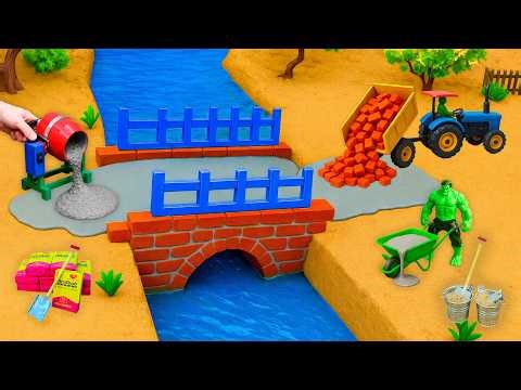 DIY Mini Tractor Builds Strong Brick & Metal Bridge | DIY Construction Science Project