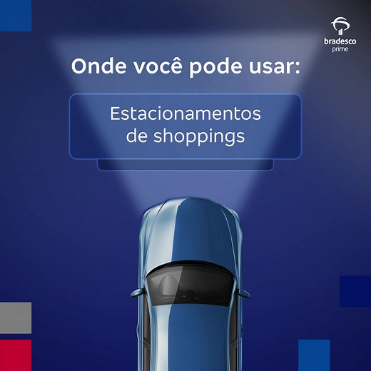 Com a Tag Veloe Bradesco Prime, é só passar e seguir viagem! 🛣️ Pagamentos automáticos em pedágios e estacionamentos pra você ter mais tempo com quem realmente importa. #BradescoAcessível #PraTodoMundoVer: O post é um vídeo permeado por elementos quadrados nas extremidades nas cores azul, vermelho e cinza. Uma edição dinâmica, ao fundo, mostra uma panorâmica de uma praça de pedágio, uma estrada cercada por vegetação nas laterais, e um homem dirigindo com o pôr do sol a sua frente. Por cima dess