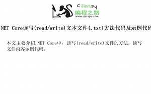 .NET Core读写(read/write)文本文件(.txt)方法代码及示例代码