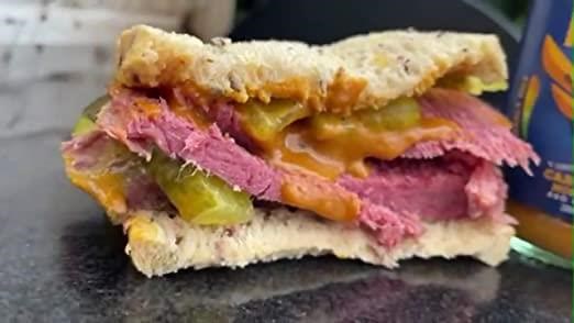 Hot salt Beef sandwich and Carolina Mustard