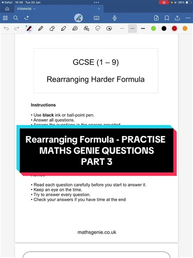 Rearranging formula practise PART 3 - MATHSGENIE #mathsgenie #gcse #gcsemaths #edexcel