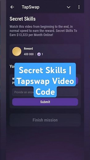 Secret Skills | Tapswap Video Code