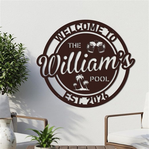 Pool Bar Metal Wall Sign, Custom Tropical Welcome Backyard Decor - Etsy