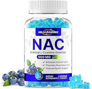 NAC Supplement N-Acetyl Cysteine: NAC Gummies 600MG for Respiratory Health, Liver Detox & Antioxidant Support 30 Day Supply